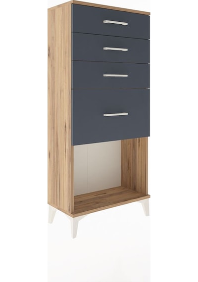 Arges Dolap 4 Çekmeceli 60x30x134 Çam-antrasit Çam