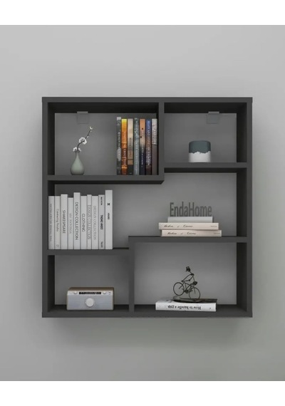 Reyo Enda Home Myra09 5 Bölmeli Modern Duvar Rafı, Mutfak Rafı Antrasit Diğer