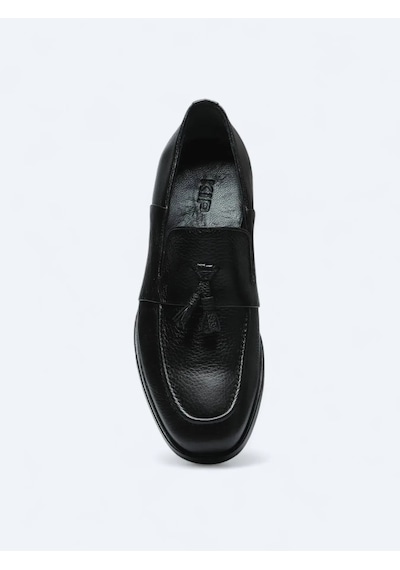 Siyah Deri Klasik Loafer Siyah