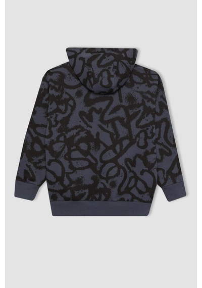 DeFacto Erkek Çocuk Oversize Geniş Kalıp Desenli Kapüşonlu Sweatshirt C0355A823CWAR153 DeFacto Erkek Çocuk Oversize Geniş Kalıp Desenli Kapüşonlu Sweatshirt C0355A823CWAR153
