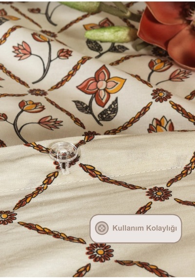 Elart Terra Nevresim Takımı Çift Kişilik Ranforce Çarşaf Tarçın Turuncu
