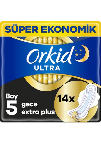 Orkid Ultra Ekstra Gece Ekstra Plus Hijyenik Ped 14 Adet