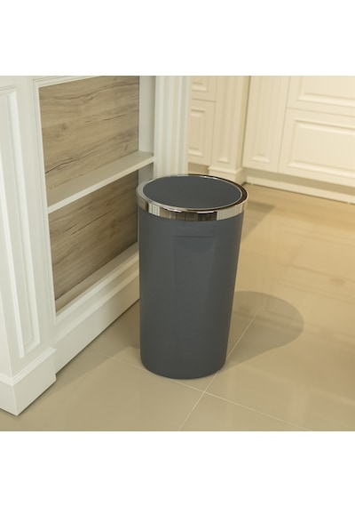Primanova Lenox Plastik Döner Kapaklı Çöp Kovası 35 LT Gri