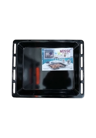Nüsse 47x35 Cm Ankastre Fırın Tepsisi Dikdörtgen Emaye Tepsi Arçelik Beko Siyah