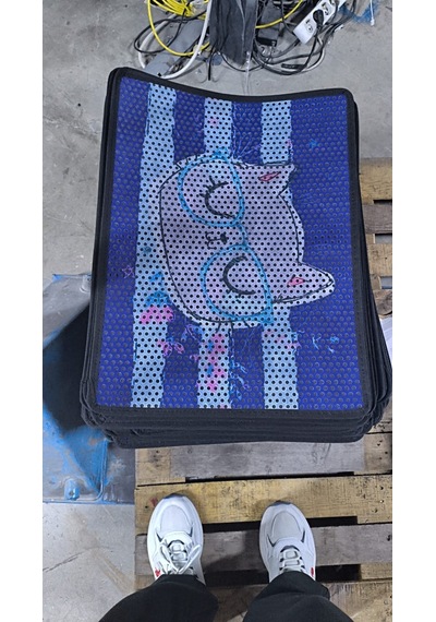 Kedi Desenli Kedi Tuvaleti Önü Elekli Paspas Çift Katmanlı Kum Tutucu Kaymaz Mat Kedi Kumu Paspası Pembe