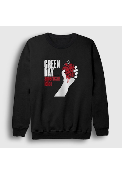 Presmono Unisex American Idiot Green Day Sweatshirt Siyah