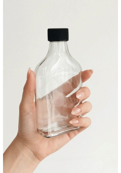 5 Adet Kapaklı Cold Brew Şişesi 200 Ml Yassı Cam, Soğuk Kahve, Detoks, Sos Ve Yağdanlık Şişesi Şeffaf