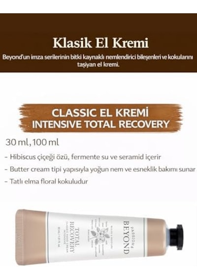 Hand Cream El Kremi Intensive Total Recovery Onarıcı Yoğun Nemlendirici 30 Ml