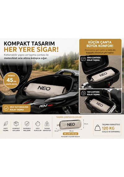 Neo Class Neo Trail Premium Katlanır Kamp Sandalyesi Kolay Kurulum, 120kg Taşıma Kapasiteli, Taşıma Çantalı Siyah