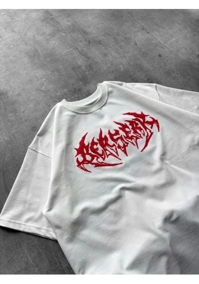 Efnaz Style Erkek Baskılı T-shirt Yazlık Kısa Kol Bisiklet Yaka Rahat Kalıp Tişört - Beyaz