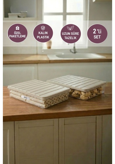 Selka Home 2 Adet 2,25 Lt. Nora Organizer Buzdolabı Buzluk Düzenleyici Saklama Kabı