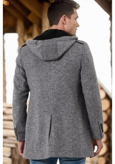 Plt8406 Dewberry Erkek Palto-desenli Gri-5 Desenli Gri-5