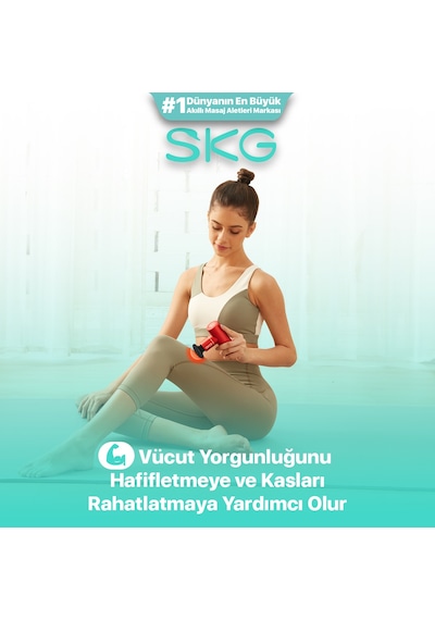 Skg F3 Masaj Tabancası, Red, 4 Darbe Yoğunluğu, Farklı Bölge İçin 4 Modüler Masaj Başlığı Kırmızı