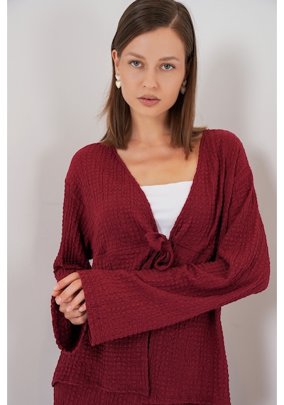 Bigdart Kadın Örme Bluz Pantolon İkili Takım 30052 - Bordo Bigdart Kadın Örme Bluz Pantolon İkili Takım 30052 - Bordo