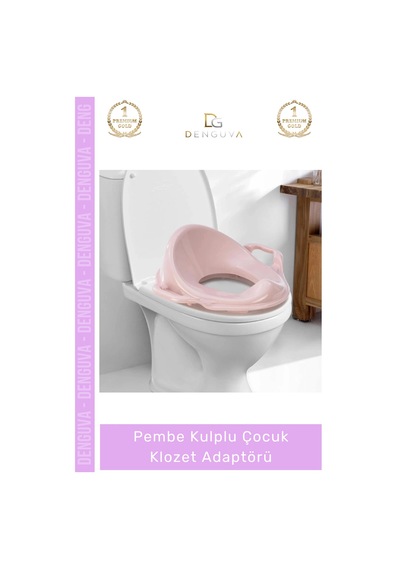 Çocukklozet Ergonomik Güvenli Hijyenik Kaymaz Tuvalet Eğitimi Pembe Kulplu Çocuk Klozet Adaptörü Çok Renkli
