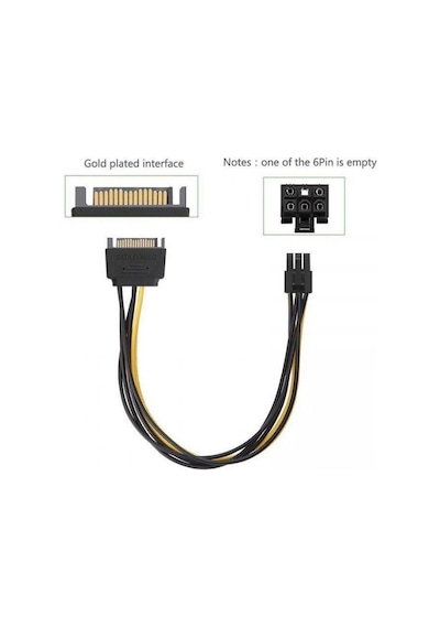 30 cm 15 pin sata 6 pin pci express kablo 15 pin erkek sata 6 pin dişi pci exp grafik kartı güç kablo