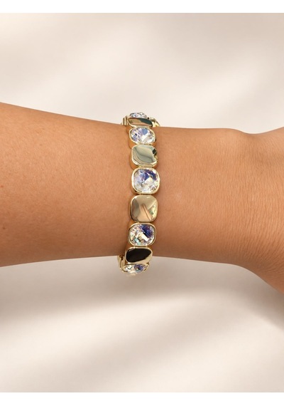 Les Petites Mains Kristal Görünümlü Zirkon Taşlı Gold Lastikli Bileklik Gümüş