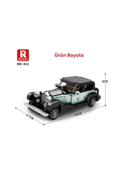 Reobrix Technic 811 Bentley 8 Litre Klasik Araba Yaratıcı Yapı Blok Seti Building Blocks - 249 Parça