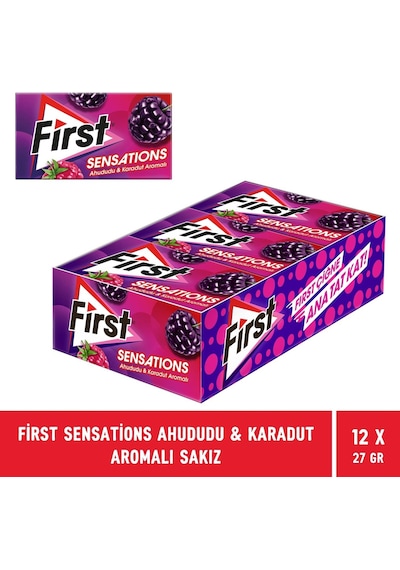 First Sensations Ahududu Karadut Aromalı Sakız 12 x 27 G