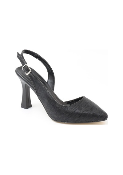 Nesilshoes Nesil Shoes Tam 181 Siyah Simli Topuklu Kadın Sandalet