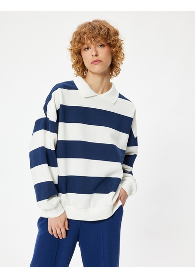 Koton Polo Yaka Sweatshirt Oversize Renk Bloklu Uzun Kollu Lacivert Çizgili 5wal10107ık Lacivert Koton Polo Yaka Sweatshirt Oversize Renk Bloklu Uzun Kollu Lacivert Çizgili 5wal10107ık Lacivert