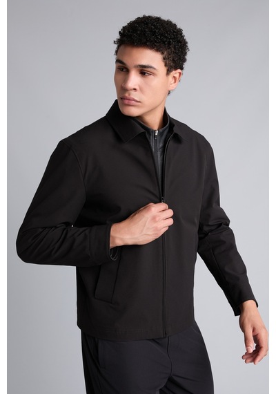 Defacto Su İtici Slim Fit Fermuarlı Gömlek Yaka Mont H1884ax26aubk81 Siyah-bk81