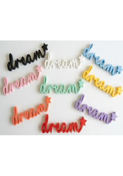 Dream Yazılı Yıldızlı Dekoratif Duvar & Raf Süsü Modern Masaüstü Dekor Pembe