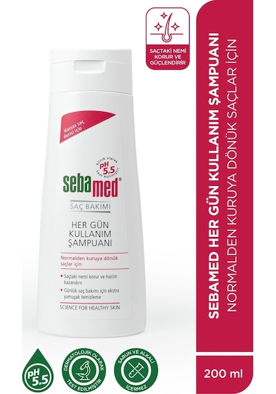 Sebamed Besleyici ve Onarıcı Etkili Normal ve  Kuru Saç Tiplerine Uygun Her Gün Kullanım Şampuan 200 ML
