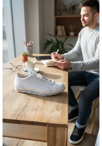 Enoch Erkek Günlük Spor Ayakkabı İnce Tabanlı Sneaker Minimalist Logolu Ofis Ve Rahat Yürüyüş Modeli Beyaz Enoch Erkek Günlük Spor Ayakkabı İnce Tabanlı Sneaker Minimalist Logolu Ofis Ve Rahat Yürüyüş Modeli Beyaz