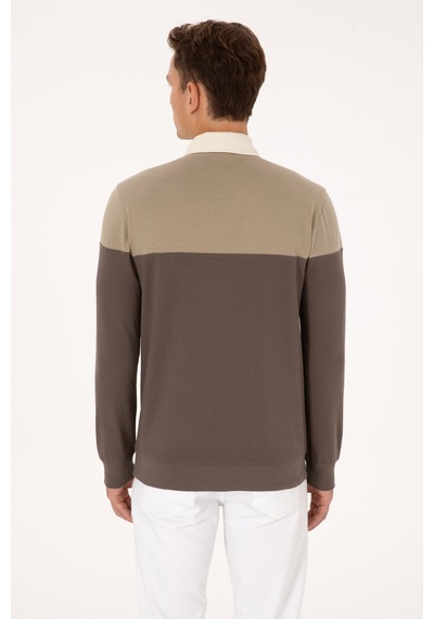U.S. Polo Assn. Erkek Regular Fit Polo Yaka Açık Haki Sweatshirt 50316428-VR183