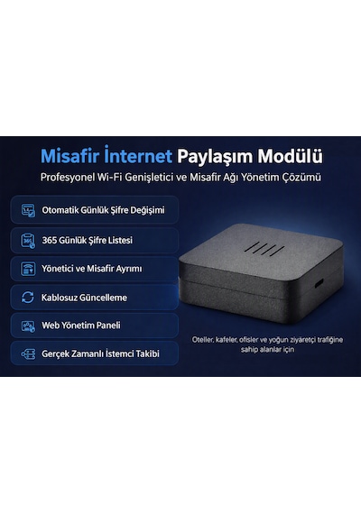 Misafir İnternet Paylaşım Modülü Otomatik Şifre Rotasyonlu, Yönetilebilir Wi-fi Genişletici
