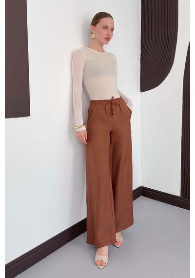 Verymoda Keten Pantolon D2381 Kahve