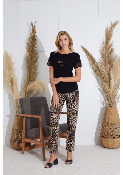 Sevim Kadın Kısa Kol Siyah Pijama Takım C6t0n551 001