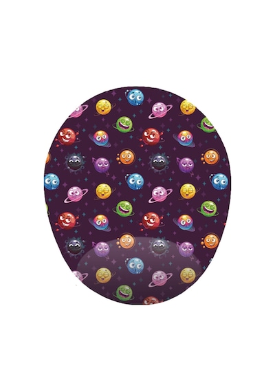 Neşeli Renkli Gezegenler - Bilek Destekli Oval Mousepad 20x23 Cm