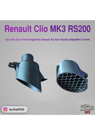Renault Clio Mk3 Rs200 Uyumlu Fren Soğutma Sis Farı Kanal Adaptörü 51mm