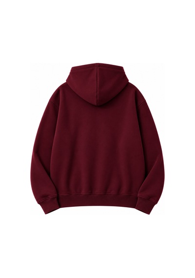 Herkesemoda Spread Yazı Baskılı Kanguru Cepli Oversize Sweatshirt Bordo
