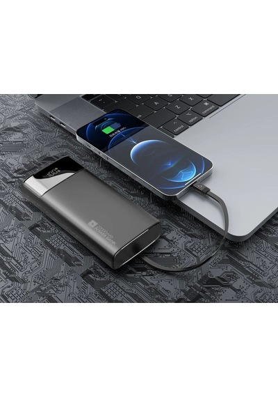 Shaza 20.000 Mah 22.5w Kendinden Kablolu Taşınabilir Şarj Cihazı Siyah