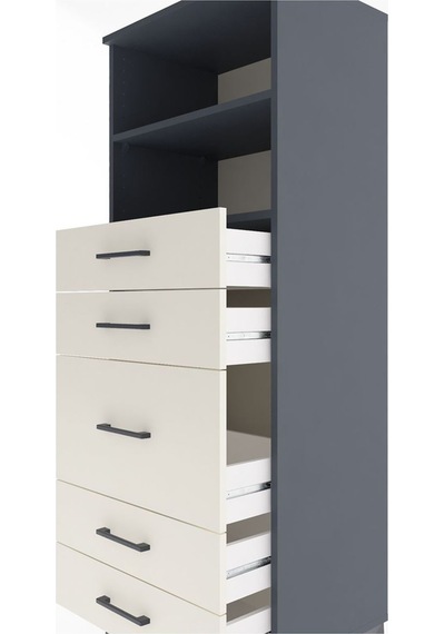 Hyperion Dolap 2 Raflı 5 Çekmeceli 60x44x163 Antrasit-aytaşı Antrasit