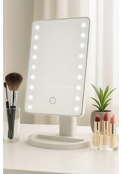 Led Işıklı Makyaj Aynası Dokunmatik 3 Işık Modlu Ayarlanabilir Oynar Başlıklı Masa Üstü Ayna Be