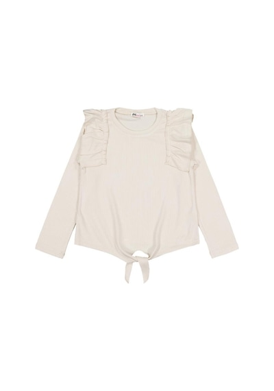 Civil Girls Omuz Fırfırlı 6-9 Yaş Sweatshirt Fil Dişi