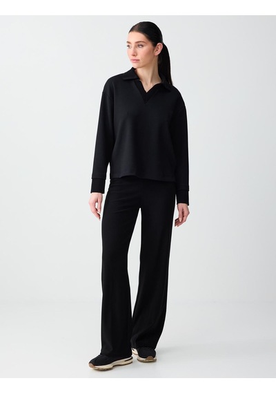 Jimmy Key Jimmy Key Siyah Polo Yaka Uzun Kollu Modal Örme Sweatshirt 6sw235626900