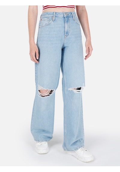 Colin's Colins 970 Berry Normal Kesim Yüksek Bel Geniş Paça Mavi Kadın Jean Pantolon Cl1069450 Q1.v1 Dn43398 Denim
