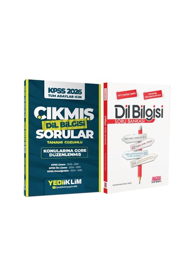 Yediiklim 2026 Kpss Tüm Adaylar İçin Dil Bilgisi Çıkmış Sorular Ve Akm Dil Bilgisi Soru Bankası Seti 2 Kitap