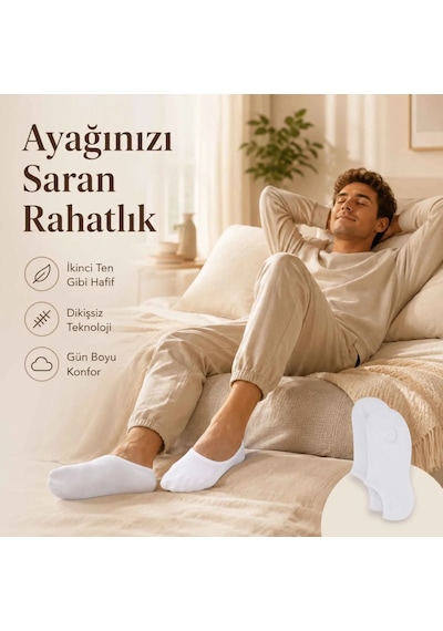 Elitse Erkek Bambu 12 Li Dikişsiz Babet Çorap Siyah Beyaz Gri Görünmez Sneaker Çorap Nefes Alan Yumuşak Çok Renkli 12'li