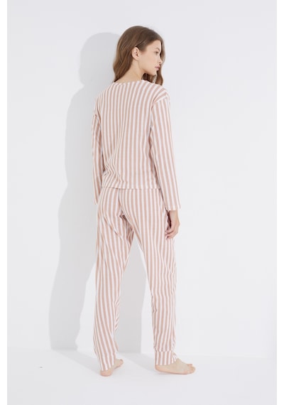 Siyah İnci Jogger Örme Pijama Takım 7703 Vizon Beyaz