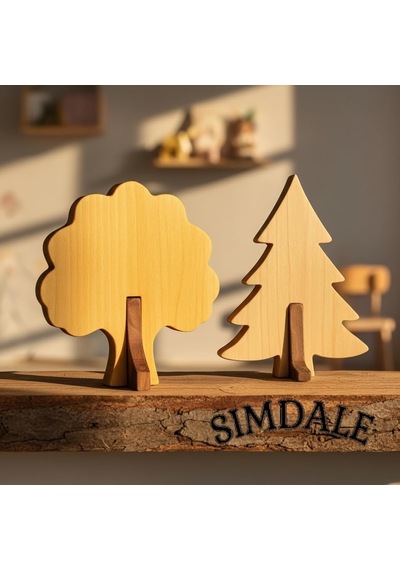 Simdale Wood İsimli Dekoratif Ahşap Meşe Ağacı - Modüler Kaideli
