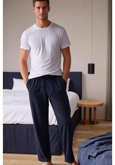 Elemge %100 Pamuk 2'li Süprem Erkek Pijama Altı Compact Penye Rahat Kalıp Cepli Ipli Terletmez Siyah - Laci Lacivert - Siyah