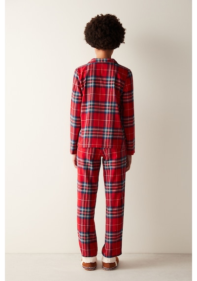 Penti Fam Kırmızı Kareli Gömlek Pantolon Pijama Takımı Kırmızı