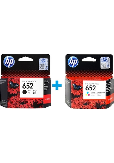 Hp 652 Siyah F6V25Ae Hp 652 Renkli F6V24Ae Kartuş Seti