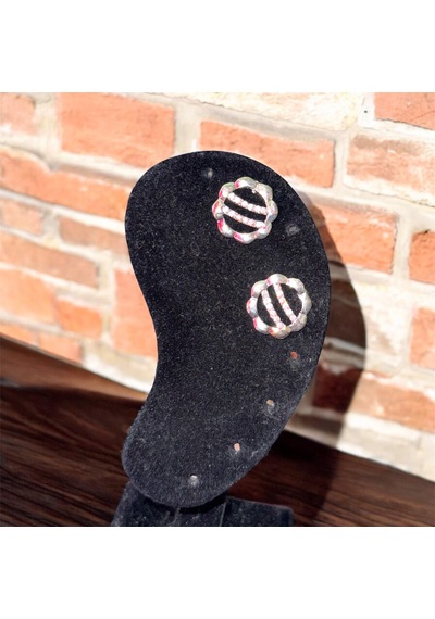 Kırmızı Sanat Evi Zarif Mini Çiçek Taşlı Bijuteri Küpe Gümüş
